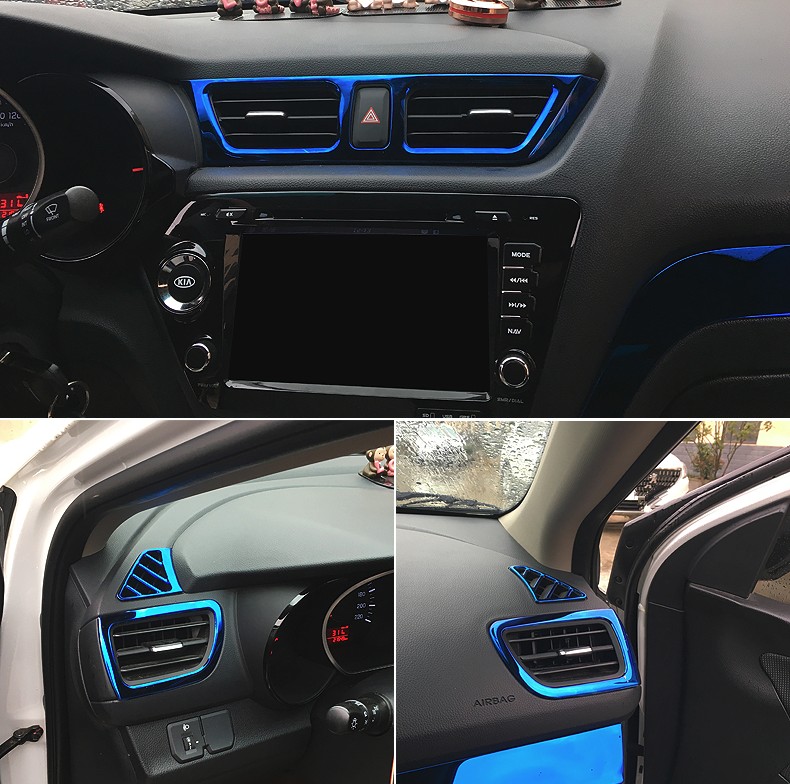 5pcs/set car styling, car air vent cover trim decoration frame fit for Kia Rio 3 K2 2011-2014 2015 2016car accessories