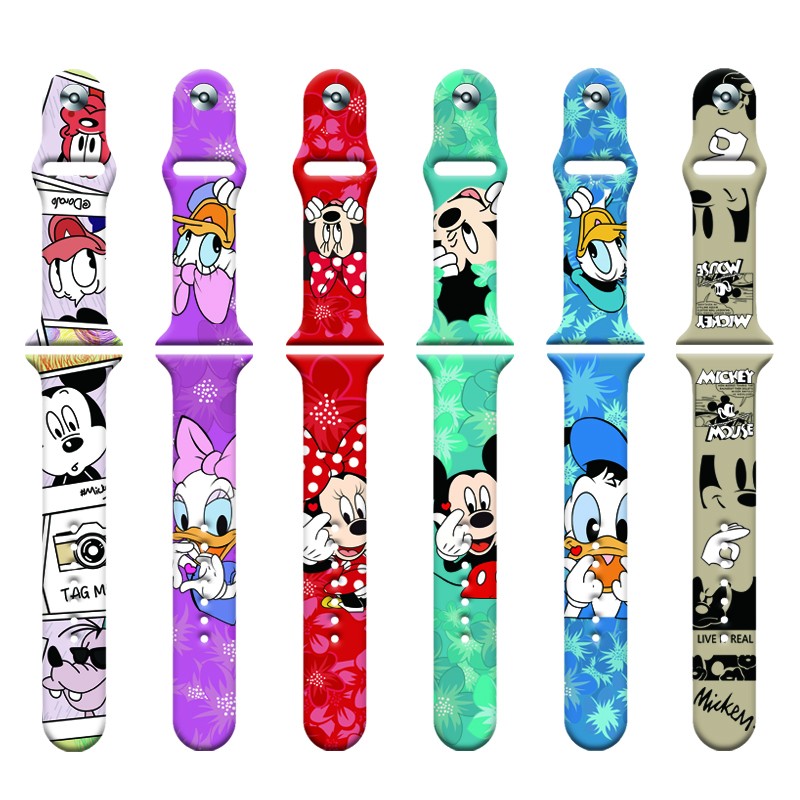 Disney Mickey Minnie Silicone Strap For Apple Watch Band 44mm 45mm 42mm 40mm 38mm 41mm iWatch Bracelet Apple watch 6 5 3 SE 7