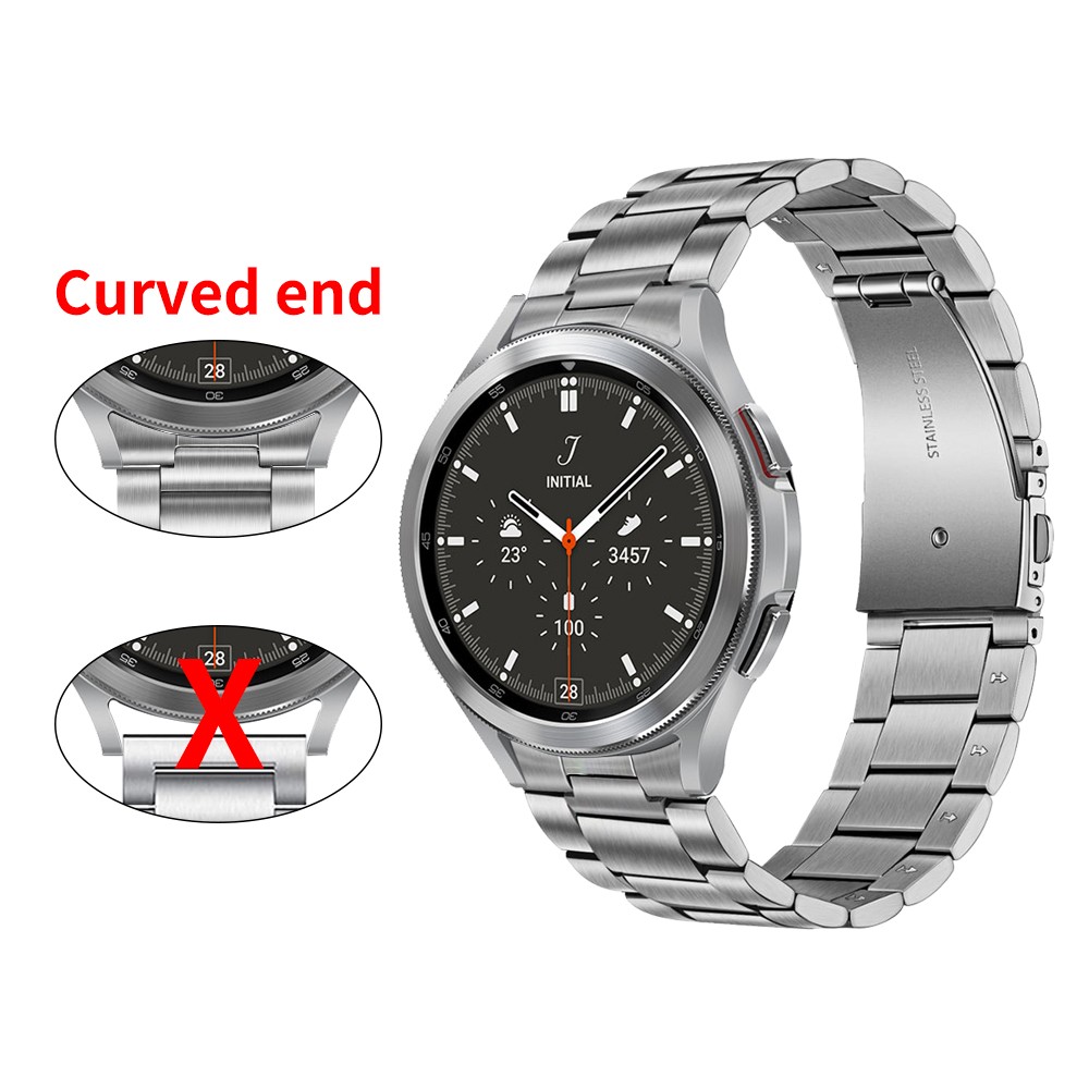 Curved End Stainless Steel No Gap Metal Strap For Samsung Galaxy Watch 4 Classic 46mm 42mm 44mm 40mm Replacement Band Bracelet