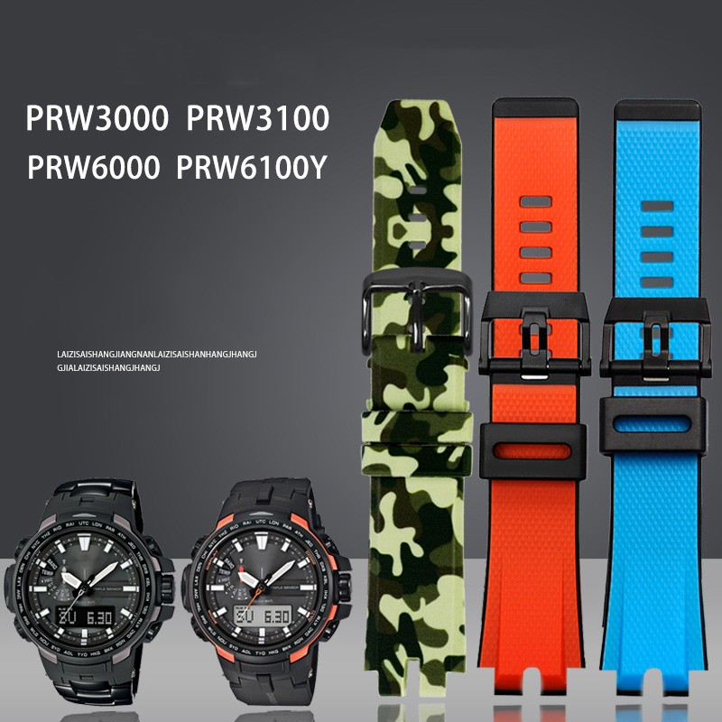 For PROTREK Casio PRW-6000/6100/3000 /3100 PRG-300 Watchband Silicone Waterproof Mountaineering Men's Bracelet 24mm