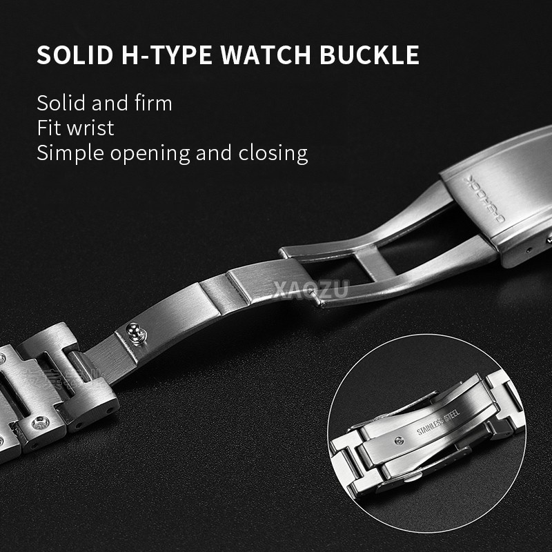 XAOZU 316L Stainless Steel Watchband Bezel/Case DW5600 G5600E GW5000Metal Strap Watch Band GW5000 DW5035 With Tools For Silver