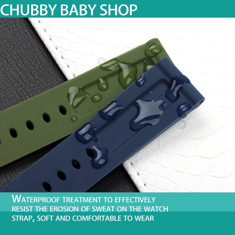 22mm 24mm 26mm Army Green Black Orange Blue Red White Rubber Silicone Whatchband Watch Band for Panerai Strap Belt Buckle