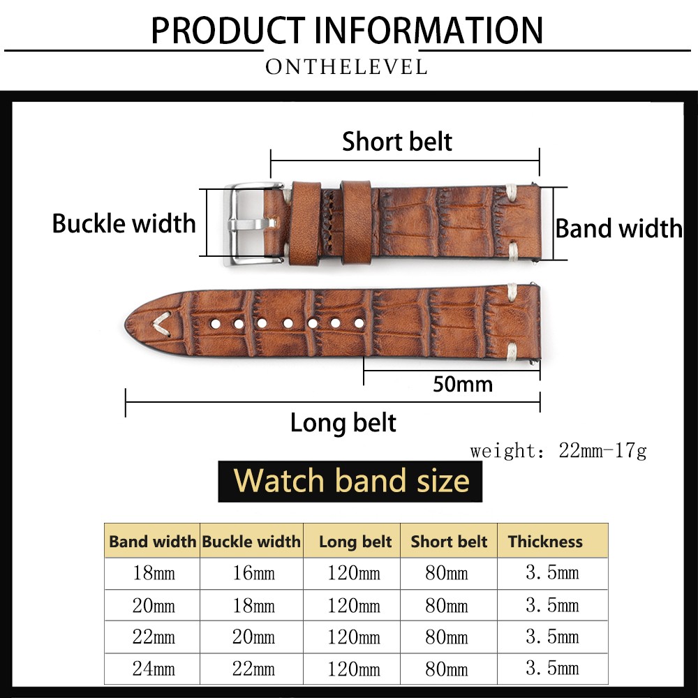 جلد طبيعي Watchband 18 مللي متر 20 مللي متر 22 مللي متر 24 مللي متر خمر شخصية التمساح الملمس حزام ساعة اليد سوار للرجال النساء