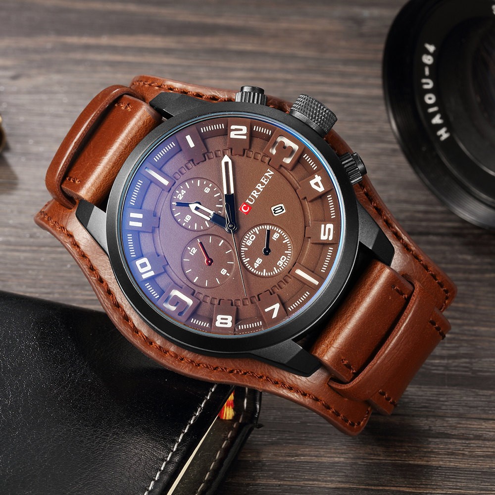 CURREN Top Brand Luxury Men's Watches Men's Watches Date Sports Military Watch Leather Strap Quartz Business Men Watch Gift 8225