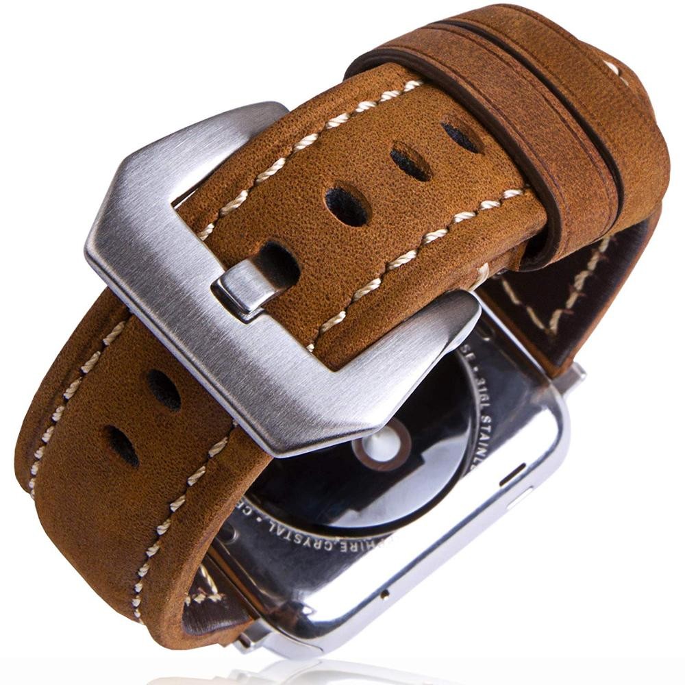 Genuine leather strap for apple watch band 44mm 40mm 38mm 42mm retro strap korea bracelet iwatch series 6 se 5 4 3 7 45mm 41mm