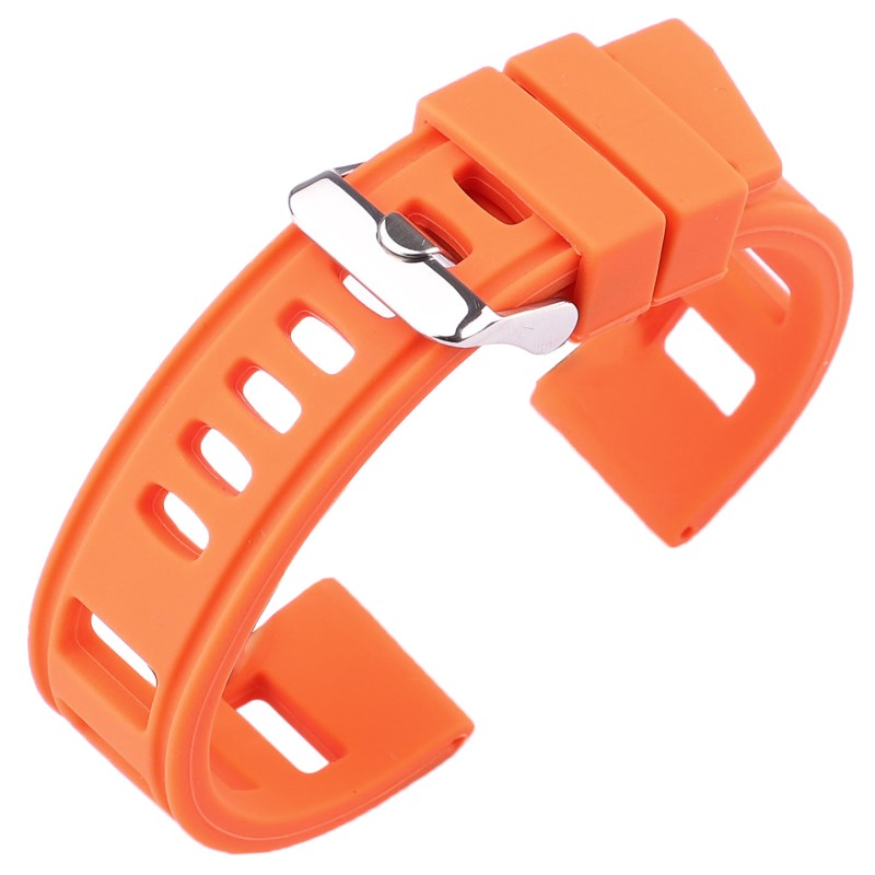 Rubber Watchbands Bracelet 20mm 22mm Orange Blue Black Women Men Waterproof Soft Silicone Watch Band Strap with Polished Buckle