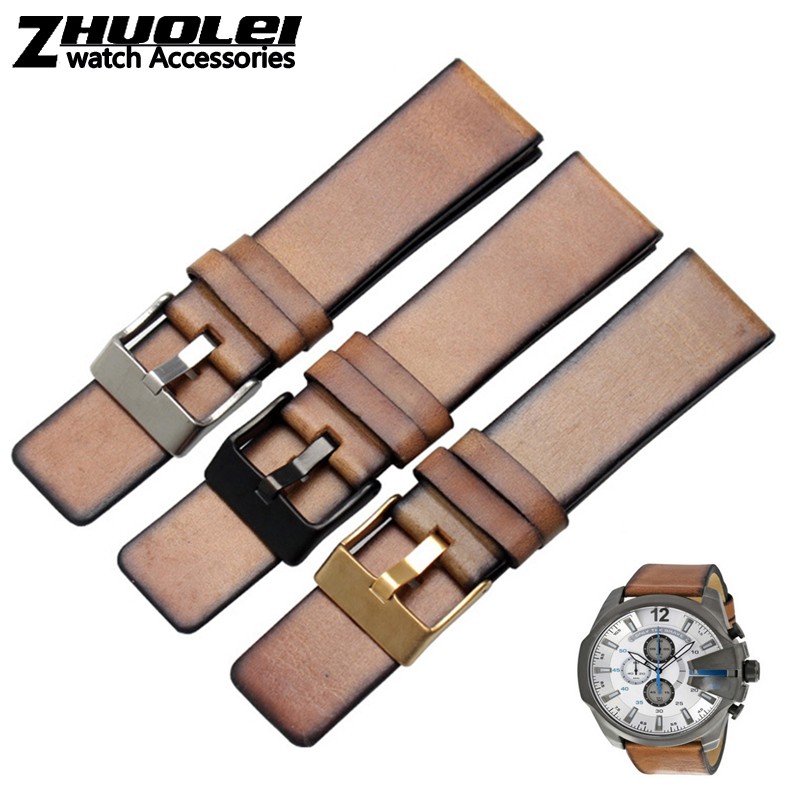 Genuine Quality Retro Genuine Leather Watchband Men For DZ4343 DZ4323 DZ7406 Watch Strap Vintage Italian Leather 22mm 24mm 26mm