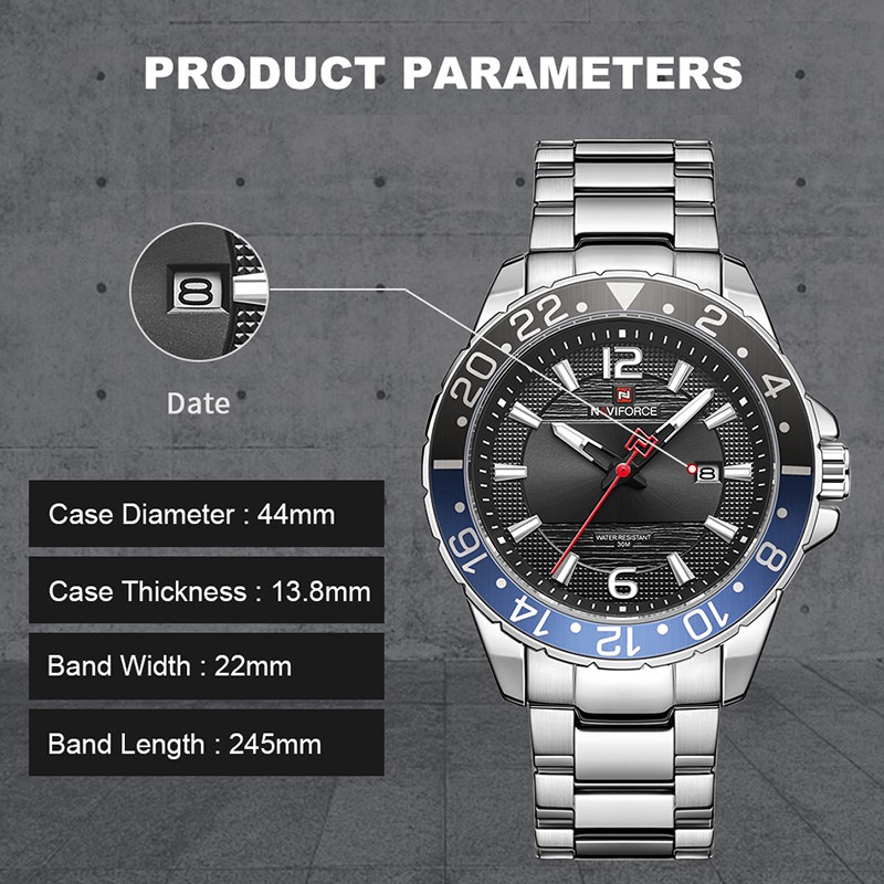 NAVIFORCE الفاخرة العلامة التجارية الذكور التقويم ساعة كوارتز للرجال الأعمال الساعات مضيئة العسكرية مقاوم للماء ساعة Relogio Masculino