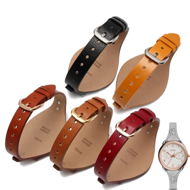 First Layer Calfskin Leather Strap for Fossil ES4113 ES3625 ES3616 ES3838 ES4114 Women's Series 18mm Genuine Leather Watchband