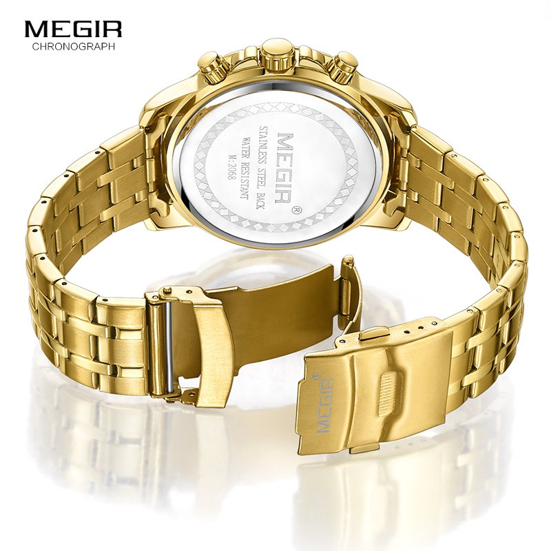 MEGIR - Genuine Leather and Stainless Steel Watch Strap, Fabric Strap Accessory