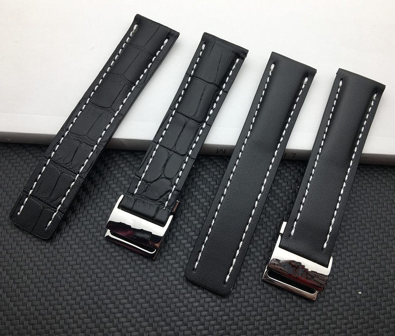 Genuine Leather Watchband Watch Band Black Brown Blue Soft Watchbands for Breitling Strap Man 20mm 22mm 24mm With Tools Logo On