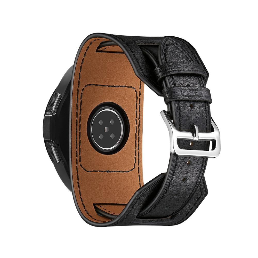 20mm 22mm Band For Samsung Galaxy Watch 4 Classic Active 2 Gear S3 Cuff Genuine Leather Bracelet Huawei Watch gt 2/2e pro strap