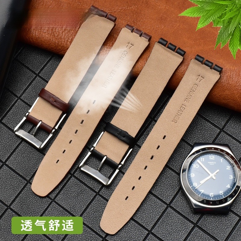 Genuine Leather Watch Band For Swatch Gb274 Gn239 Gb294 Gb287 Men's And Women's 17mm Watch Strap