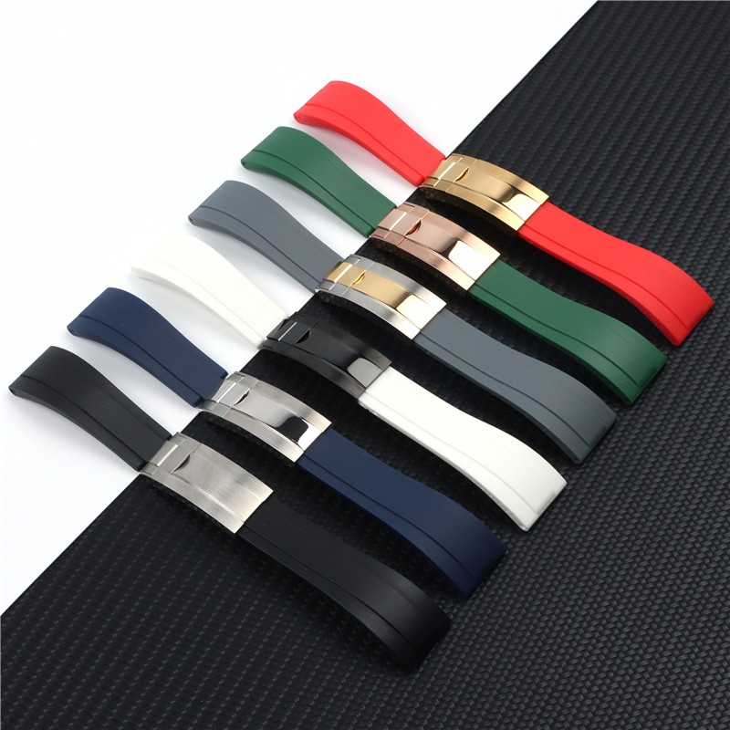 Top Quality 20mm Silicone Rubber Watchband for Role Watch Strap Daytona Submarine GMT OYSTERFLEX Bracelet Folding Buckle