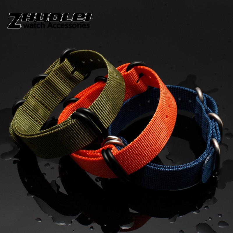 For NATO Zulu strap wholesale 18 color heavy duty nylon watchband 18mm 20mm 22mm 24mm rainbow stripe canvas replacement bracelet