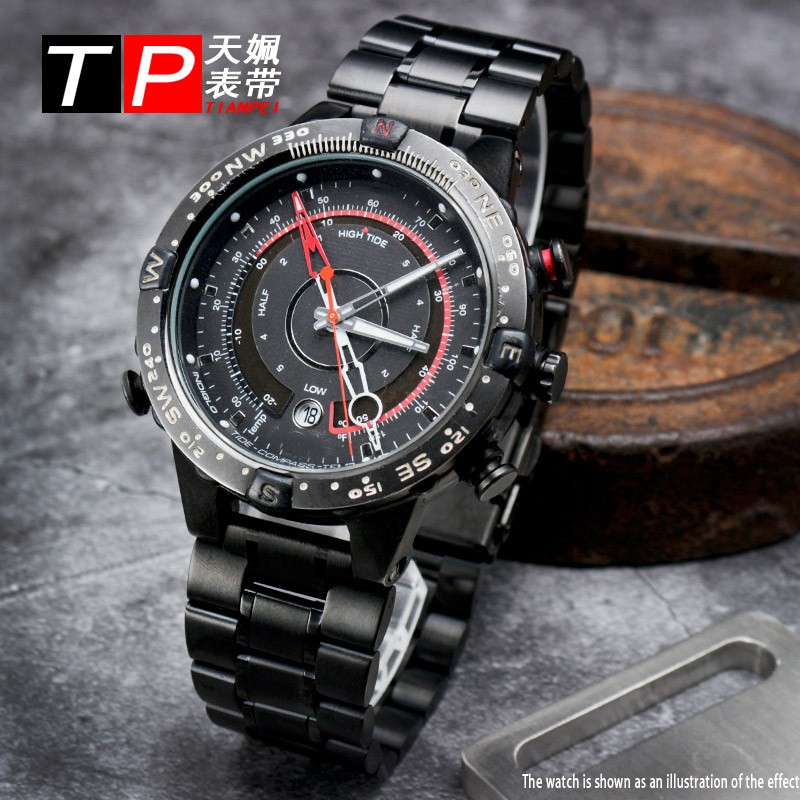 حزام ساعة من الفولاذ المقاوم للصدأ للرجال TIMEX T2N720 T2N721 TW2R55500 T2N721 حزام ساعة اليد 24*16 مللي متر العروة نهاية الفضة سوار أسود الفرقة