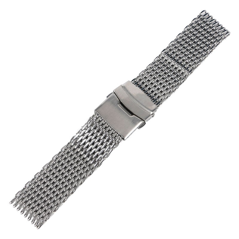 18/20/22mm Watchband Luxury Cool Watches Mesh Stainless Steel Bracelet Silver Wristwatch Band Strap Replacement + 2 Spring Bars