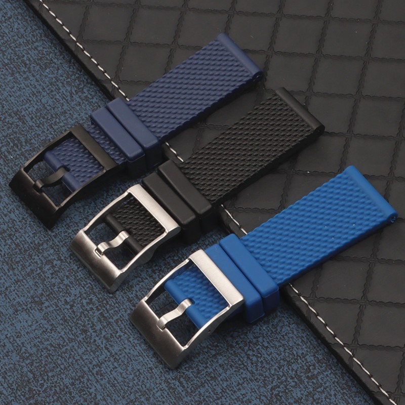 22mm 24mm black blue soft rubber silicone watchband bracelet for navitimer/avenger/breitling strap buckle logo on free tools