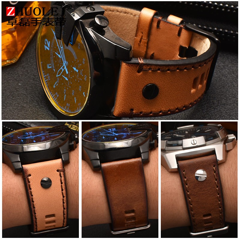 Genuine Leather Watchband for Diesel Watch Strap DZ4476/4482 DZ7408 7406 4318 Strap 22 24 26 28mm Big Size Men Wrist Watch Band