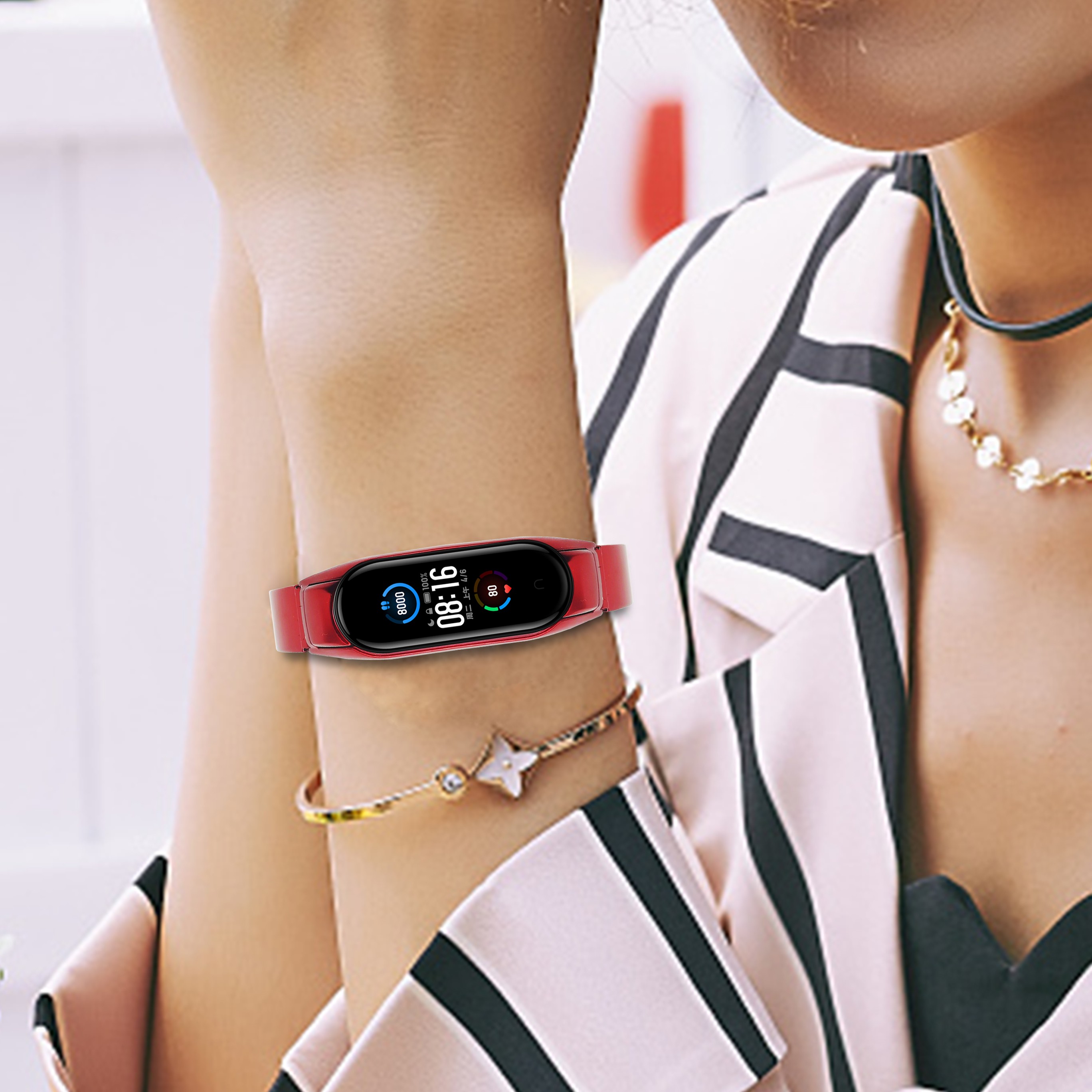 المعادن سوار ل Mi الفرقة 2 3 4 5 6 NFC الفولاذ المقاوم للصدأ استبدال حزام ل شاومي Mi الفرقة 5 Band4 حزام Miband 5 اكسسوارات