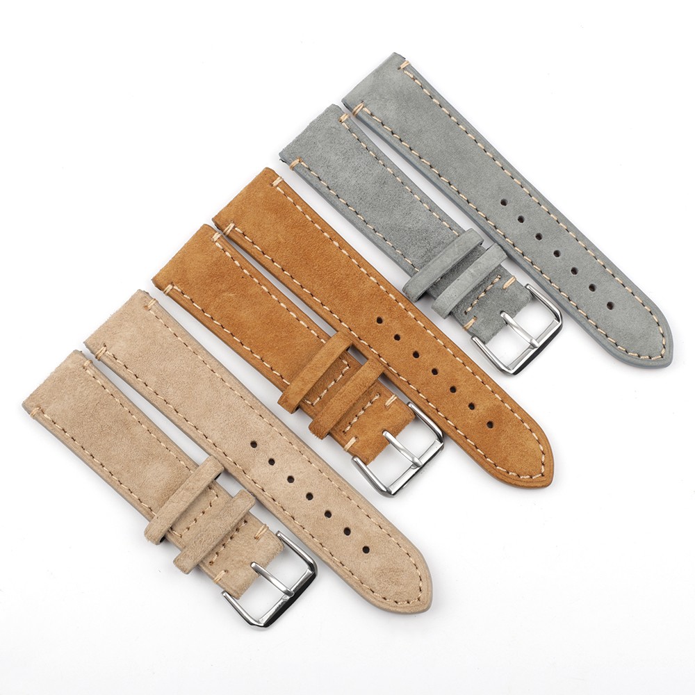 Suede Suede Watch Strap 18mm 20mm 22mm 24mm Handmade Leather Watchband Replacement Tan Gray Beige Color for Men Women Watches