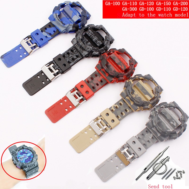 ساعة اكسسوارات الراتنج حزام 16 مللي متر ل التمويه كاسيو g-shock GLS GD GA110 GA100 GD120 ساعة رياضية للرجال والنساء