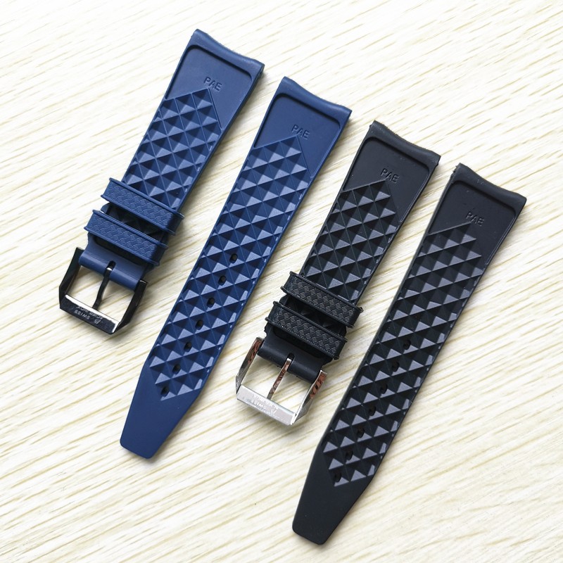 22mm Black Blue Rubber Silicone Watchband Watch Strap For IWC Pilot Portuguese IW323101 Bracelet Strap With Pin Buckle Tool Free