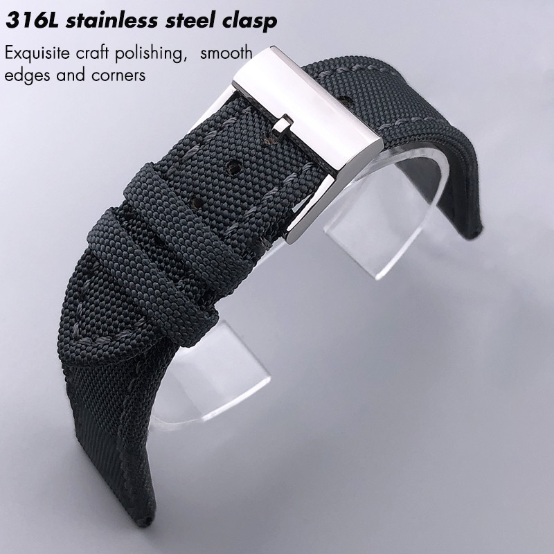 22mm Top Quality Nylon Watch Band Watchband Black Gray For Breitling Strap For Bentley World Avenger/Bentley Strap