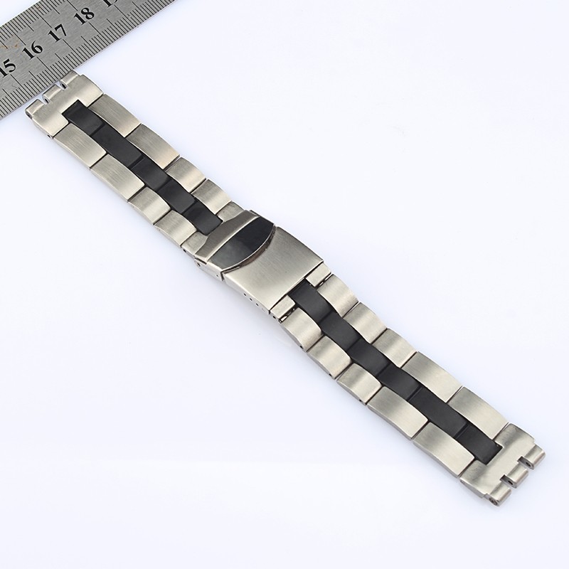 New 20*22mm Solid Stainless Steel Watchband for Swatch Metal Silver Watch Band Strap Men's Wristband Folding Clasp Stock Logo