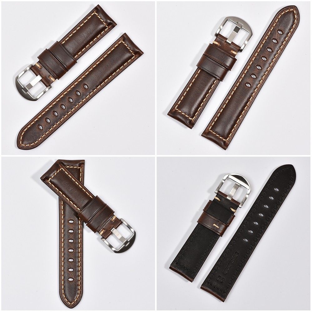 BEAFIRY Fashion Oil Wax Genuine Leather Watch Band 19mm 20mm 21mm 22mm 23mm 24mm Watch Straps Watchbands Strap Brown Blue Black