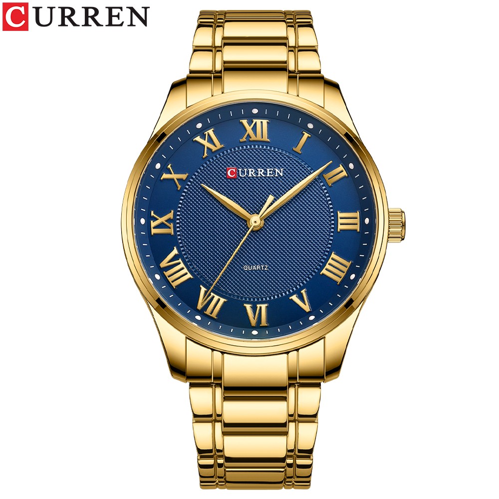 CURREN Men's Watch Stainless Steel Band Luminous Quartz Wrist Watches Male Creative Design Golden Clock Relogio Masculino