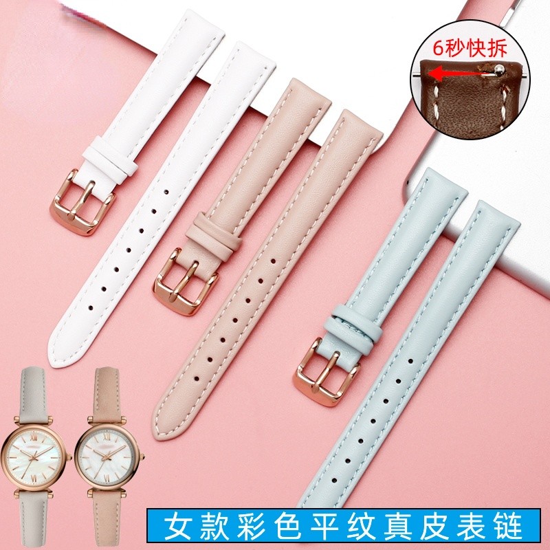 المرأة جلد طبيعي WatchBands ل كاسيو الأحفوري حزام (استيك) ساعة فولي فولي الأولى طبقة جلدية حزام ساعة اليد 12 مللي متر 14 مللي متر 16 مللي متر