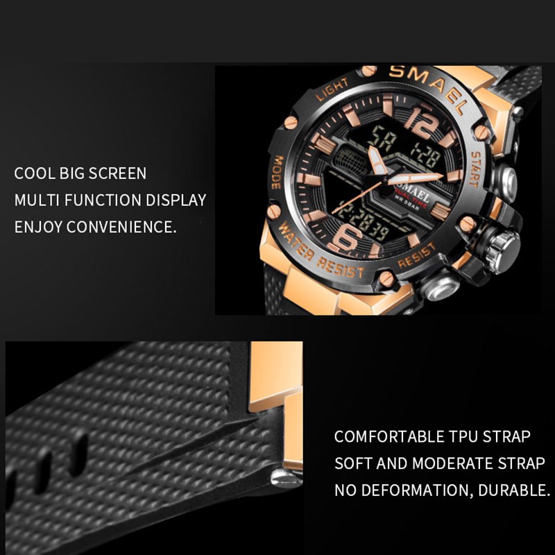 Fashion Men's Watch Sport Watch 50M Waterproof Wristwatches LED Digital Auto Date Stopwatch Alarms 8033 Casual Men's Watches