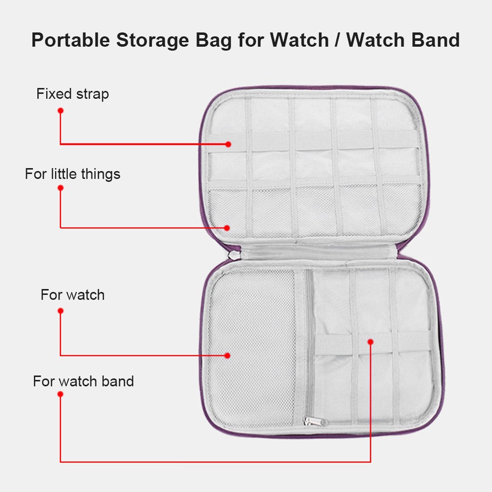 Watch Organizer Bag for Apple Watch Strap Storage Box Multifunction Travel Carry Bag Watchband Holder Black Box Pouch New