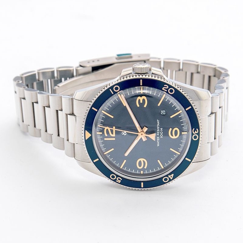 2021 Hot Sale Luxury BR Three Needle Calendar Stainless Steel Blue Face Quartz Watch