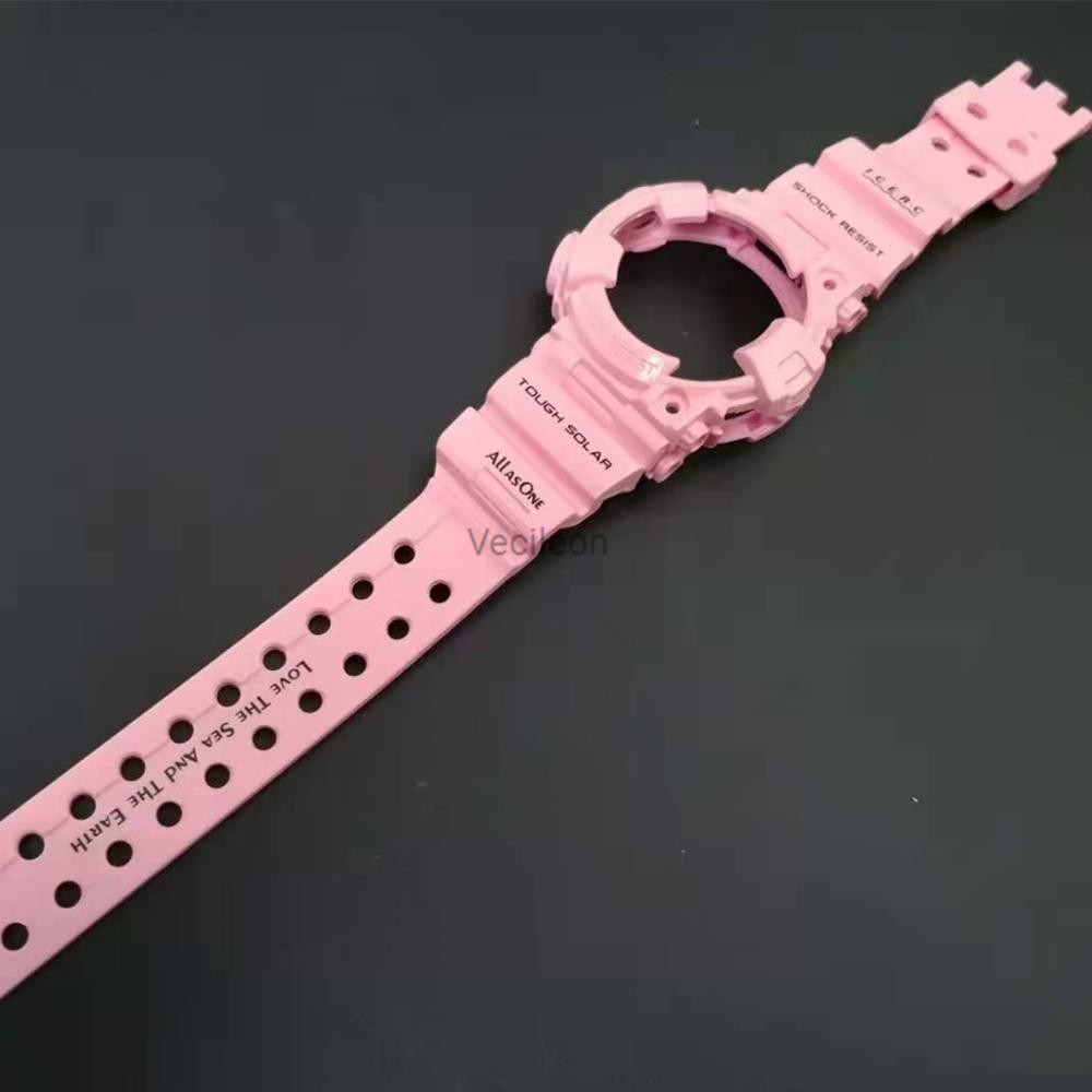 Pink Silicone Rubber Watchband and Bezl for GWF-1000 Watch Strap Watch Bands Waterproof Cover Sport Watches with Tools