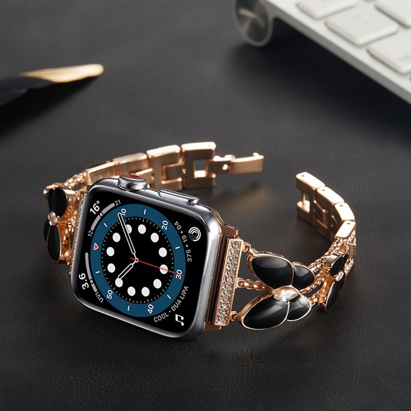 Bling Butterfly Bracelet For Apple Watch 7 Band SE Series 6 5 4 45mm 41mm 44mm 40mm Stainless Steel Strap For iWatch 3 42mm 38mm