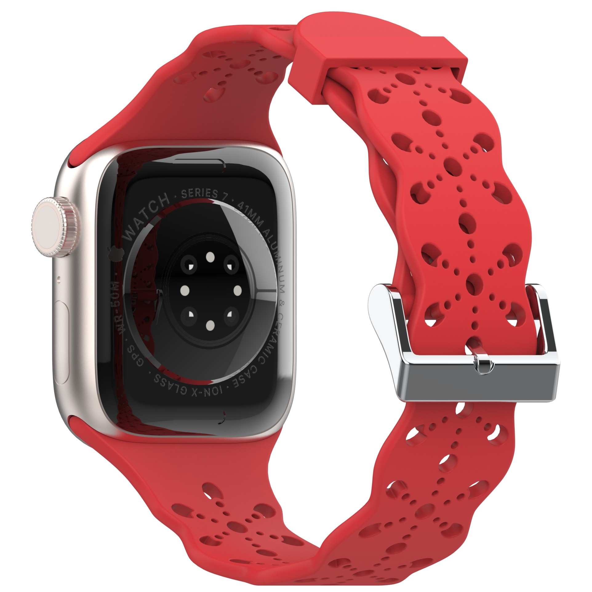 Lace Silicone Strap for Apple Watch Bnad 7 45mm 41mm Breathable Silicone Wristband for iWatch 6 5 4 3 SE 44mm 42mm 40mm