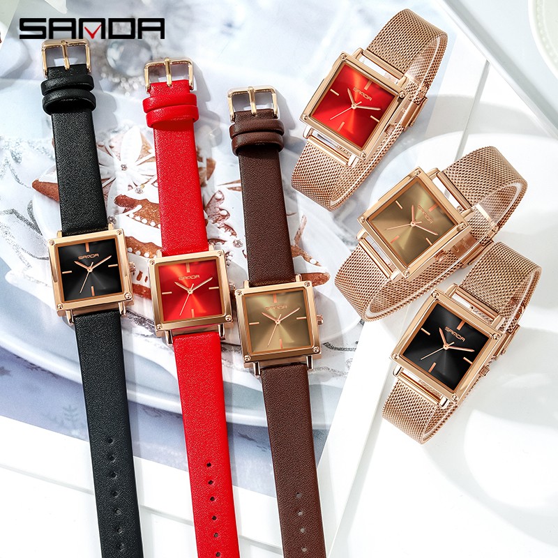 SANDA 2022 Top Brand Women Quartz Watches Simple Style Ladies Quartz Wristwatch Fashion Waterproof Watch Relogio Feminino