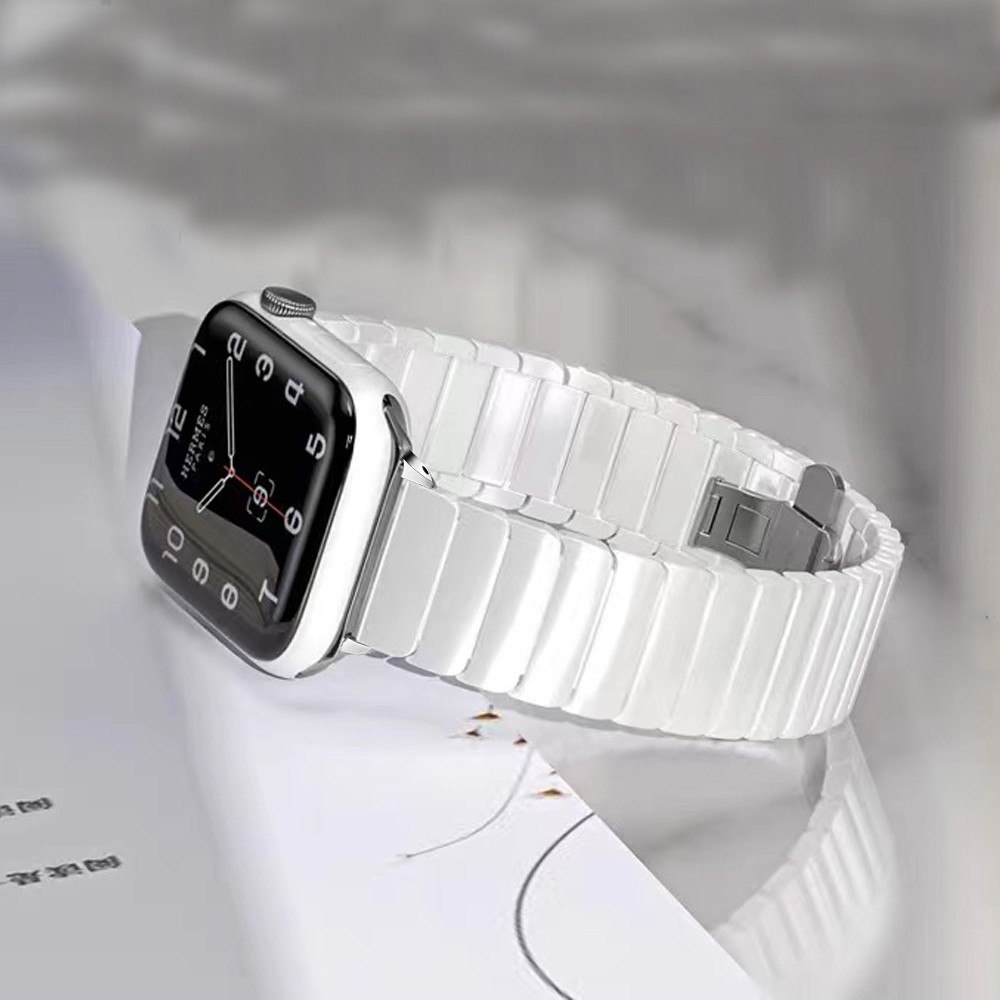 Black/White Ceramic Strap for Apple Watch SE Band Series 7 6 5 4 3 Bracelet 40mm 44mm 38mm 42mm Wristband for iWatch Watch Strap