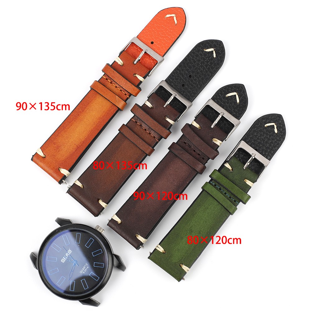 Genuine Leather Watchband 18mm 20mm 22mm 24mm Handmade Stitching Bottom With Lychee Pattern Watch Strap Replacement Strap