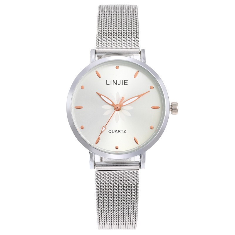 Hot selling simple high-grade stainless steel flower women's quartz watch mesh bracelet leisure female student