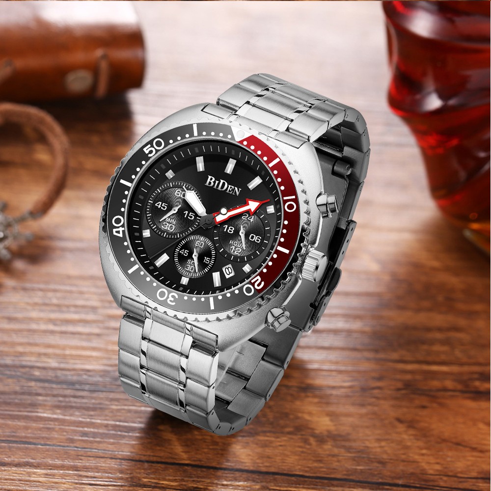 Biden Brand Multifunction Sports Watches Men 2022 Luxury Wristwatch Men Luxury Quartz Stainless Steel Band Wristwatches