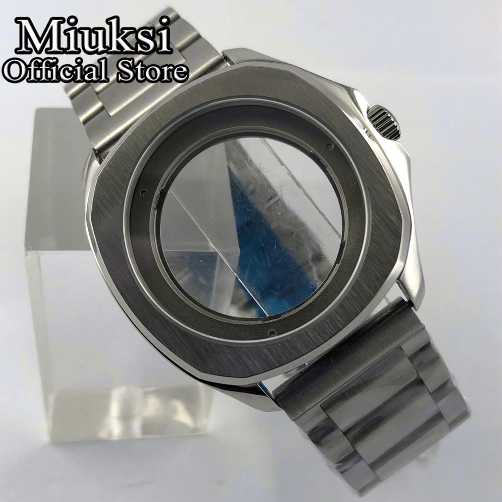 Miuksi 40mm Watch Silver Case Sapphire Crystal Fit NH35 NH36 ETA2824 2836 Miyota 8205 8215 821A Mingzhu DG2813 3804 Movement