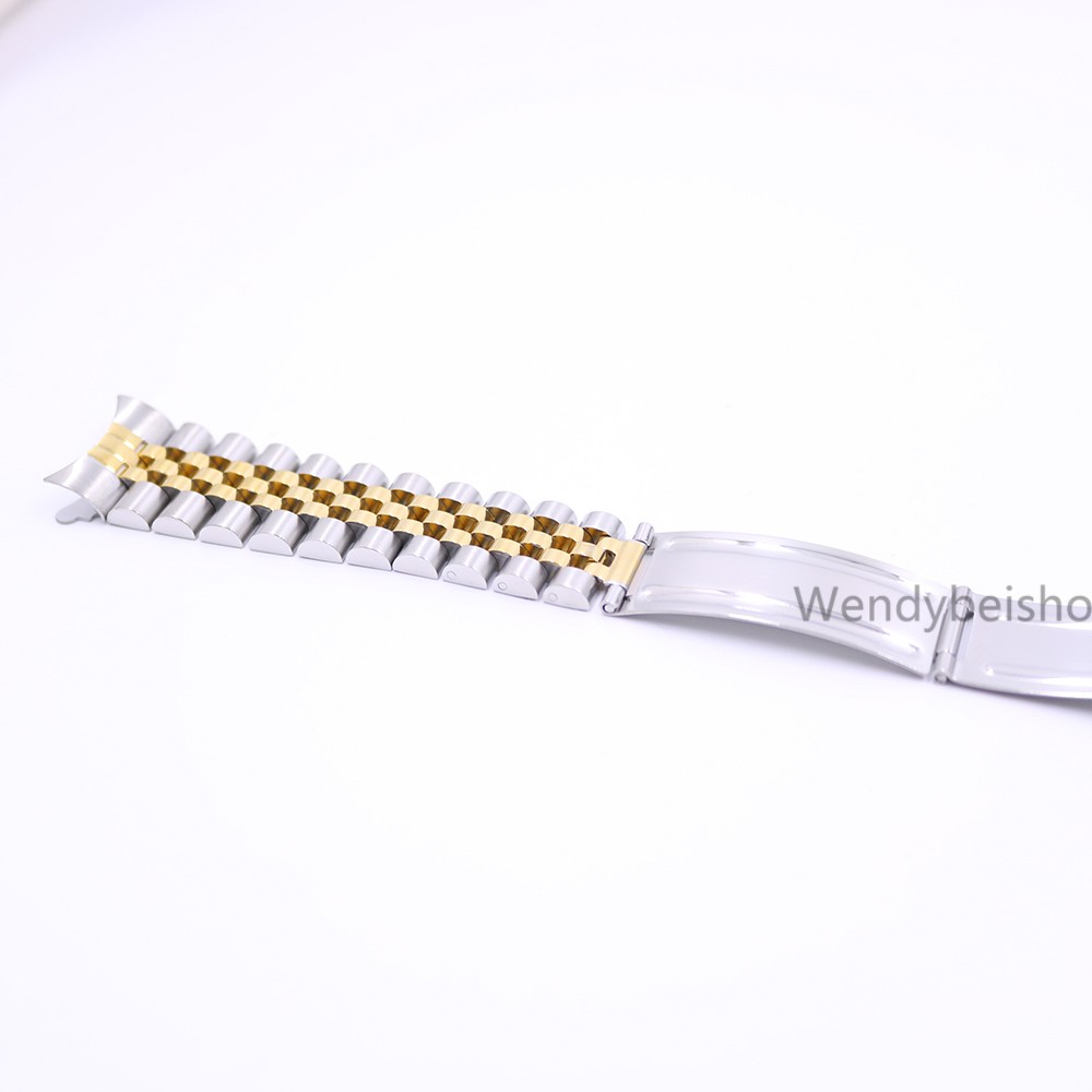 19 20 22mm Two Tone Hollow Curved End Solid Screw Links Replacement Watch Band Old Fashioned Vintage Jubilee Bracelet for Rolex