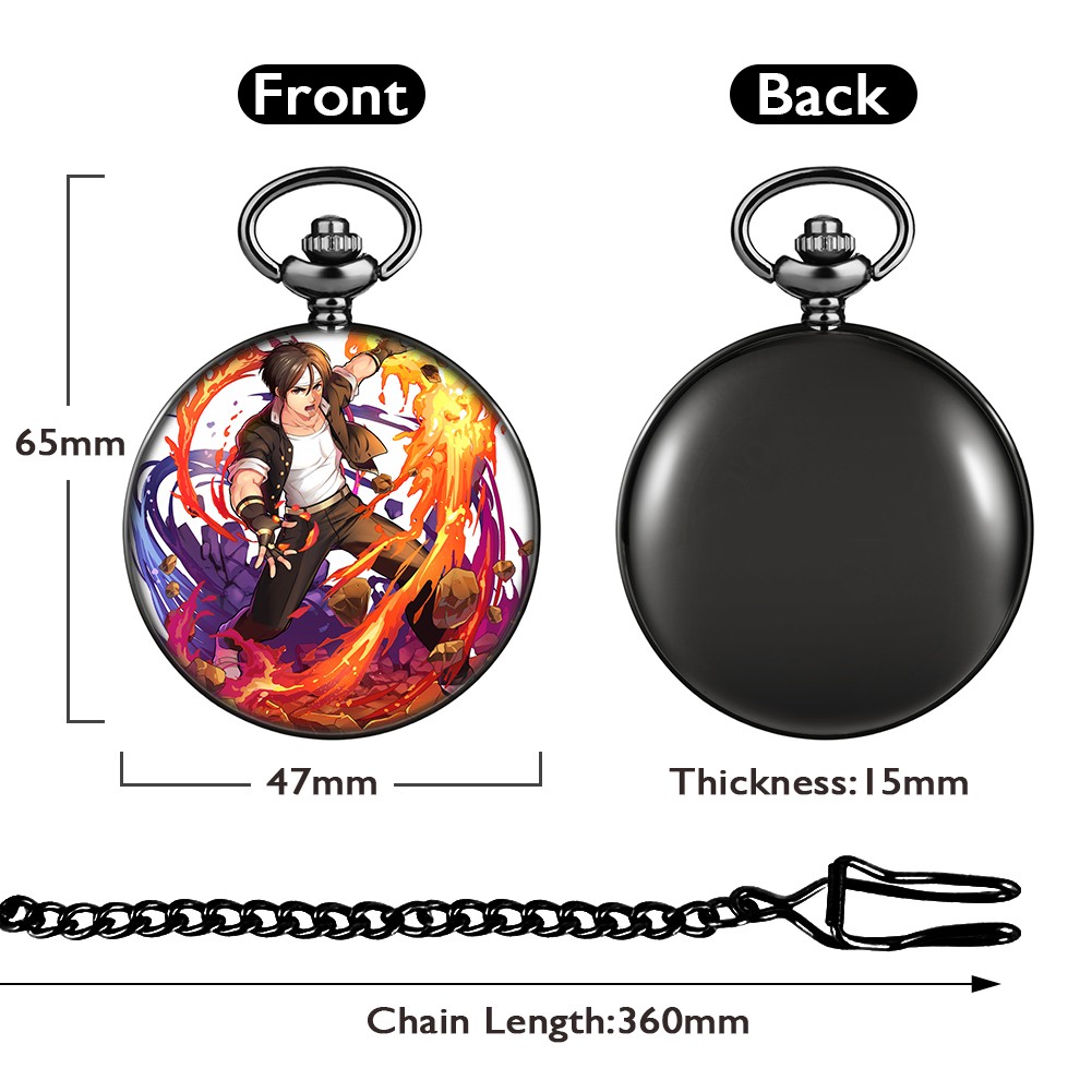 New custom cartoon character style personality nostalgic men's quartz pocket watch with thick chain Valentine's Day gift