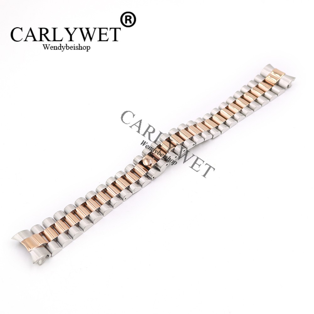 Carlyرطب 20 مللي متر الفضة الأسود الذهب الأوسط الصلبة منحني نهاية المسمار ربط الفولاذ المقاوم للصدأ ساعة معصم سوار الفرقة للرئيس