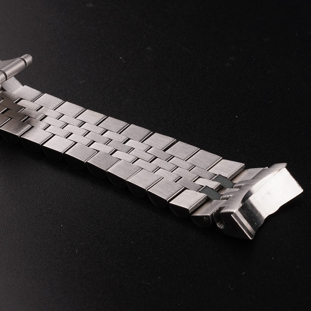 Rolamy 22mm 316L Stainless Steel Silver Jubilee Watch Band Strap Silver Bracelets Solid Curved End for Seiko 5 SRPD53K1 SKX007