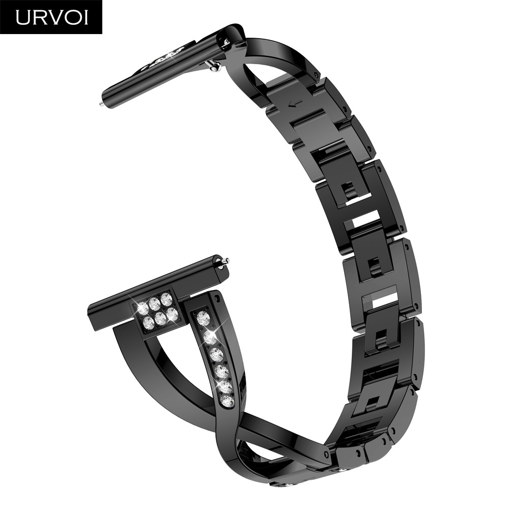 URVOI Band for Galaxy Watch Active Double X Strap Stainless Steel Fold Over Clasp with Zircon Quick Release Wrist Pins 42 46mm