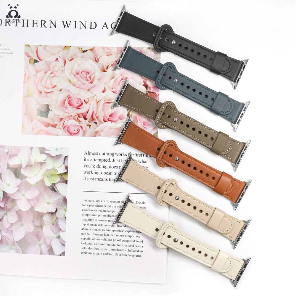 Leather Pin Buckle Strap for Apple Watch Series Strap 7 6 SE 5 4 3 2 Sport Strap Modern Single Loop Design Suitable for iWatch